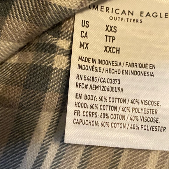 American Eagle Cropped Oversized Flannel Top XXS - Picture 9 of 9
